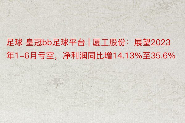 足球 皇冠bb足球平台 | 厦工股份：展望2023年1-6月亏空，净利润同比增14.13%至35.6%