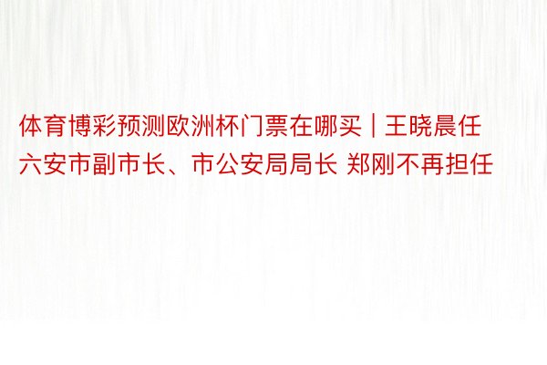 体育博彩预测欧洲杯门票在哪买 | 王晓晨任六安市副市长、市公安局局长 郑刚不再担任