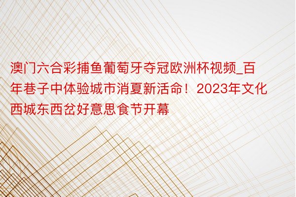 澳门六合彩捕鱼葡萄牙夺冠欧洲杯视频_百年巷子中体验城市消夏新活命！2023年文化西城东西岔好意思食节开幕