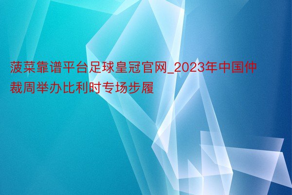 菠菜靠谱平台足球皇冠官网_2023年中国仲裁周举办比利时专场步履