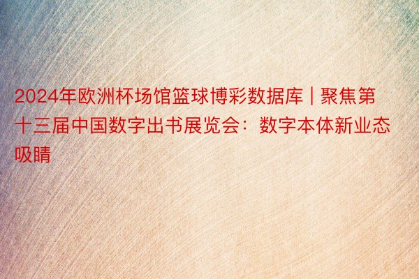 2024年欧洲杯场馆篮球博彩数据库 | 聚焦第十三届中国数字出书展览会:数字本体新业态吸睛